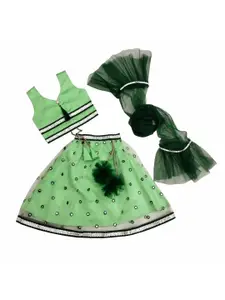 BAESD Girls Embroidered Mirror Work Ready to Wear Lehenga & Blouse With Dupatta
