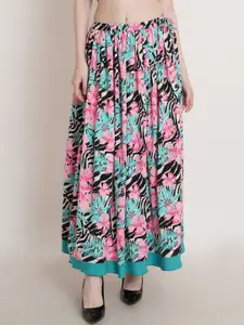 Hive91 Floral Printed Flared Maxi Skirt