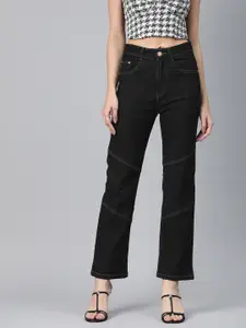 ADBUCKS Women Straight Fit High-Rise Stretchable Jeans with Contrast Stitch Details