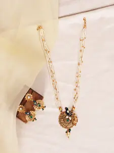ABDESIGNS Artificial Stones & Beads Antique Necklace & Earrings Set