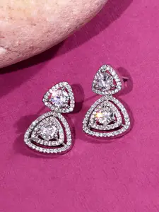 ABDESIGNS Women Silver-Plated Contemporary Drop Earrings