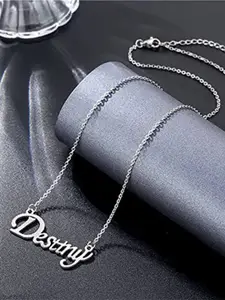 VIEN Letter Locket Silver-Plated Necklace