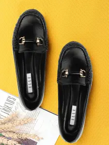 ELLE Women Embellished Comfort Insole Lightweight Horsebit Loafers