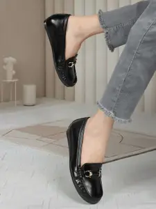 ELLE Women Embellished Comfort Insole Lightweight Horsebit Loafers