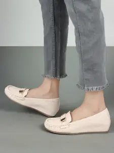 ELLE Women Textured Lightweight Heeled Loafers