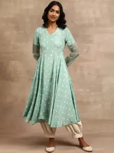 W The Folksong Collection Abstract Printed Gotta Patti A-Line Kurta