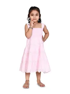 Creative Kids Girls Self Designed Smocked Cotton A-Line Dress