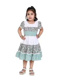 Creative Kids Girls Floral Printed Cotton Midi Fit & Flare Dress
