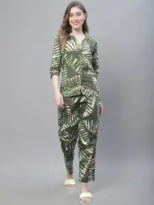 TAG 7 Tropical Printed Pure Cotton Shirt with Trousers