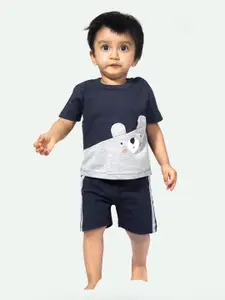 ariel Infant Boys Printed Pure Cotton T-Shirt With Shorts