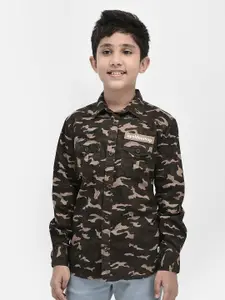 Crimsoune Club Boys Standard Slim Fit Camouflage Printed Pure Cotton Casual Shirt