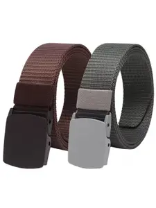 Roadster Men Brown & Grey Pack of 2 Textured Belts