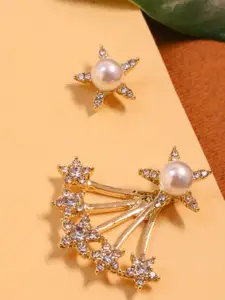SALTY Gold-Plated Contemporary Pearl Studs Earrings