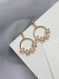 SALTY Gold Plated Circular Floral Drop Earrings