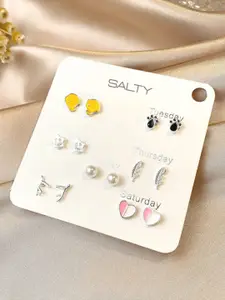 SALTY Pack Of 7 Contemporary Studs Earrings