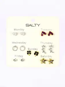 SALTY Set Of 7 Contemporary Studs Earrings
