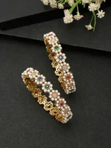 YouBella Set Of 4 Gold-Plated & Stone-Studded Bangles