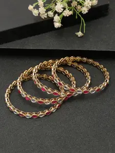 YouBella Set Of 4 Gold-Plated & Stone-Studded Bangles
