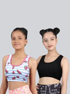 DChica Pack Of 2 Non-Wired All Day Comfort Full Coverage Non-Padded Cotton Workout Bra