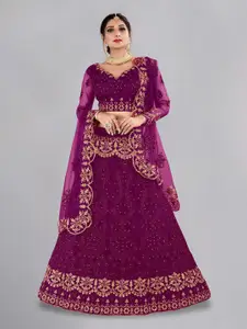 Warthy Ent Embroidered Thread Work Semi-Stitched Lehenga & Blouse With Dupatta