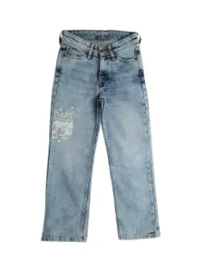 Pepe Jeans Girls Straight Fit Mid-Rise Printed Heavy Fade Stretchable Jeans