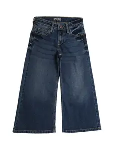 Pepe Jeans Girls High-Rise Light Fade Stretchable Wide Leg Jeans
