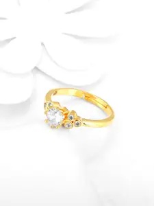 GIVA Women Gold-Plated CZ Stone-Studded Adjustable Ring
