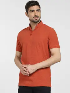 SELECTED Henley Neck Short Sleeves Slim Fit Cotton T-shirt