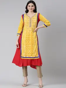 Souchii Ethnic Motifs Embroidered Sequinned Layered A-Line Kurta