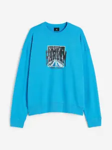 H&M Pure Cotton Relaxed Fit Printed Sweatshirt