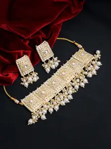 SAIYONI Gold-Plated Kundan-Studded Choker Necklace & Earrings
