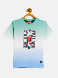 Duke Boys Ombre Graphic Printed Slim Fit Cotton Casual T Shirt