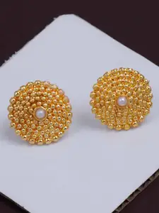 Silver Shine Gold-Plated Circular Shaped Stud Earrings