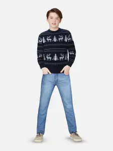 Gini and Jony Boys Self Design Knitted Pullover