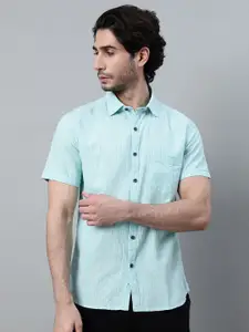 Cantabil Comfort  Opaque Striped Cotton Linen Casual Shirt