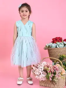 SAKA DESIGNS Girls Shimmery Texture Tie-ups A-line Dress