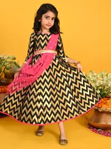 SAKA DESIGNS Chervon Printed Ethnic Dress with Duppatta