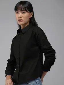The Roadster Lifestyle Co. Women Solid Slim Fit Spread Collar Casual Shirt