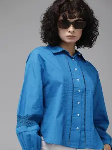The Roadster Life Co. Spread Collar Self-Design Pure Cotton Casual Shirt