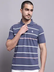 Cantabil Striped Polo Collar Cotton T-Shirt