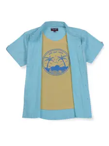 Gini and Jony Infants Boys Opaque Striped Cotton Casual Shirt