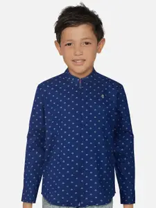 Gini and Jony Boys Micro Ditsy Printed Denim Casual Shirt