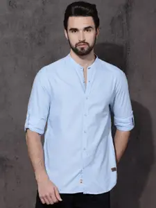 Roadster Men Blue Slim Fit Solid Sustainable Casual Shirt