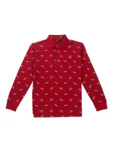 Gini and Jony Boys Conversational Printed Polo Collar Pure Cotton T-shirt