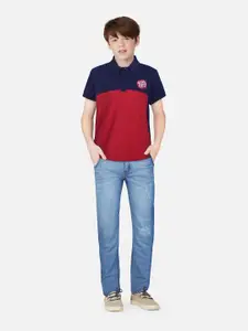 Gini and Jony Boys Colourblocked Polo Collar Pure Cotton T-Shirt