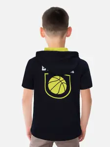 Gini and Jony Infant Boys Colourblocked Hooded Cotton T-shirt