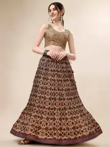 SAPTRANGI Embroidered Semi-Stitched Lehenga & Unstitched Blouse With Dupatta