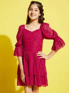 Cherry & Jerry Gathered Bell Sleeves Fit & Flare Dress