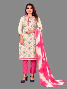 APNISHA Ethnic Motifs Printed Gotta Patti Pure Cotton Unstitched Dress Material
