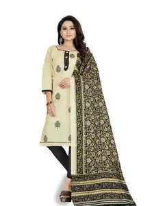 APNISHA Ethnic Motifs Printed Pure Cotton Unstitched Dress Material